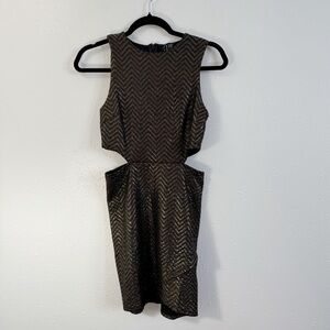 Black and Gold Cut Out Mini Sheath‎ Dress